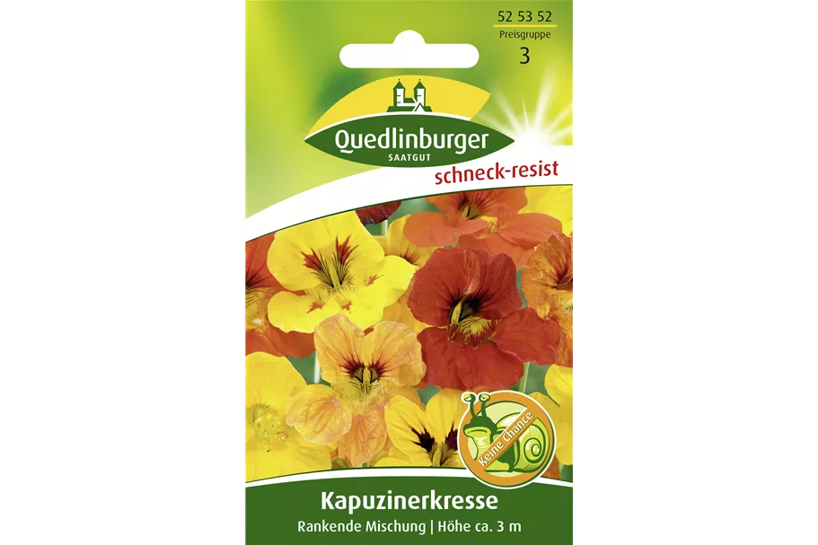 Kapuzinerkressesamen 'Rankende Mischung' Packungsinhalt reicht für ca. 2 lfd. Meter