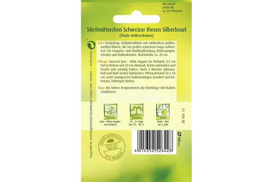 Stiefmütterchensamen 'Schweizer Riesen Silberbraut' Portion