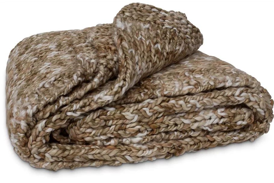 Acrylic Knitted Throw (with filler) 130x170cm beige