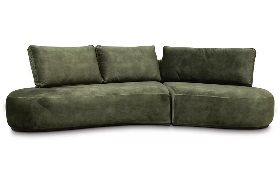 CURVE Sofa 260x130/80 cm olive, Samt