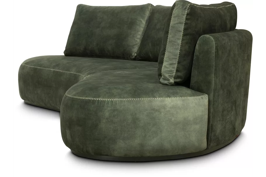 CURVE Sofa 260x130/80 cm olive, Samt