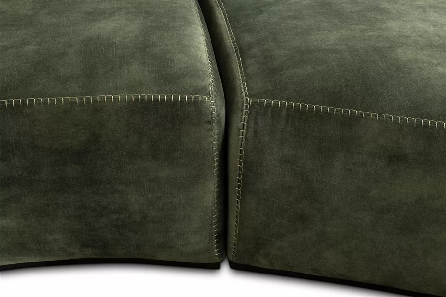 CURVE Sofa 260x130/80 cm olive, Samt