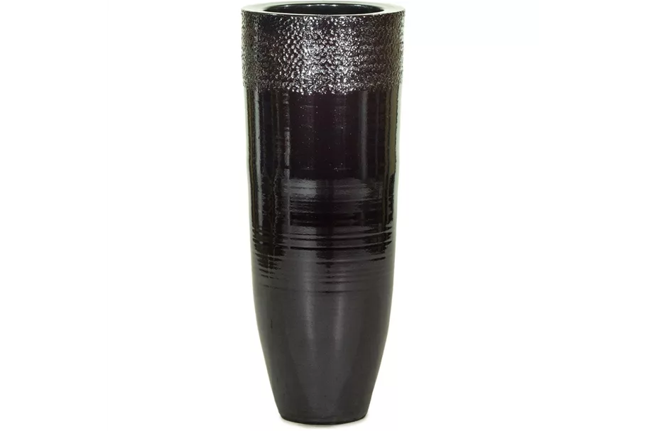 GLAZE Pflanzgefäß 32/82 cm, platin-schwarz gehämmert