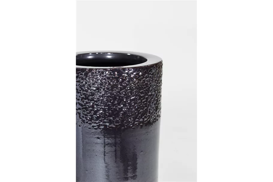 GLAZE Pflanzgefäß 32/82 cm, platin-schwarz gehämmert