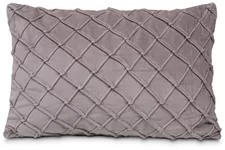 MADELEINE - Ribbed Cotton Velvet Diamond Pattern Pillow 40x60 cm, light grey