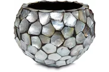 MUSCHEL Pflanzgefäß Ø 36/25 cm, Perlmutt silber-blau