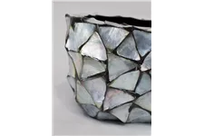 MUSCHEL Tischgefäß 60x15/18 cm, Perlmutt silber-blau