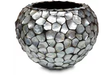 MUSCHEL Pflanzgefäß Ø 52/37 cm, Perlmutt silber-blau