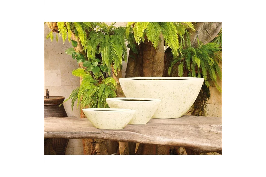 POLYSTONE BOAT Pflanzgefäß 72x36/33 cm, crème