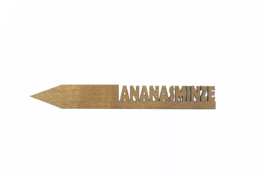 Holzetikett 'ANANASMINZE' ANANASMINZE