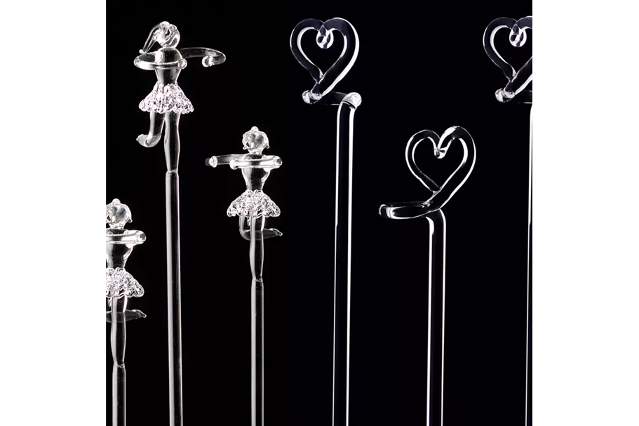 Orchideenstab Glasstab 6er Set 3 Herz - 3 Ballerina