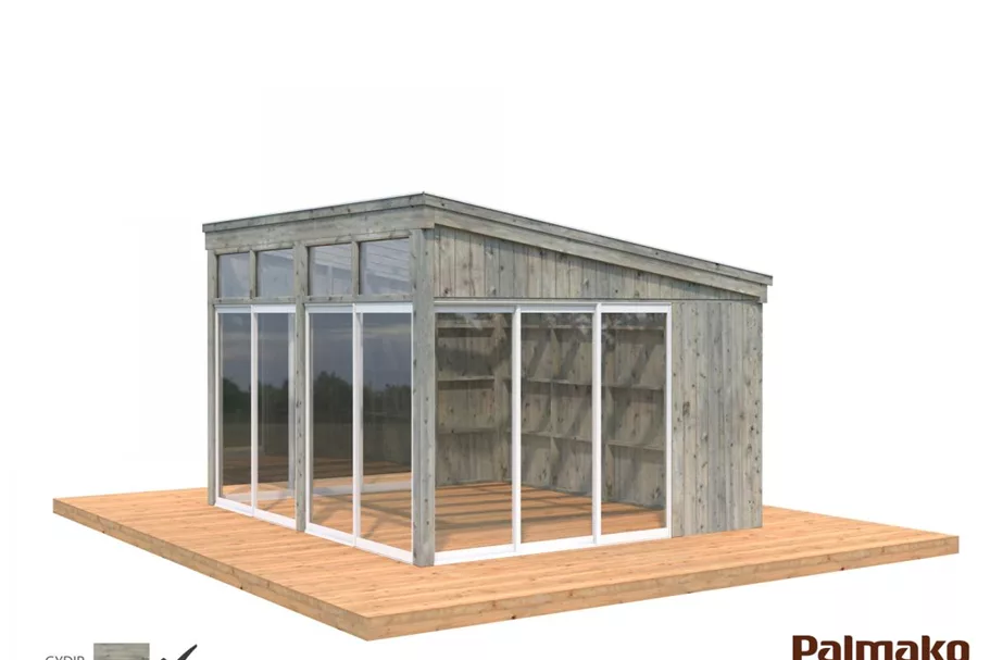 Holz-Glashaus - Pavillon Nova 13 m² WTDIP - transparent tauchimprägniert