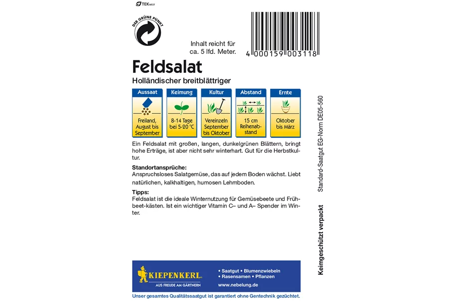 Feldsalat 'Holländischer Breitblättriger' ca. 5 lfd. Meter