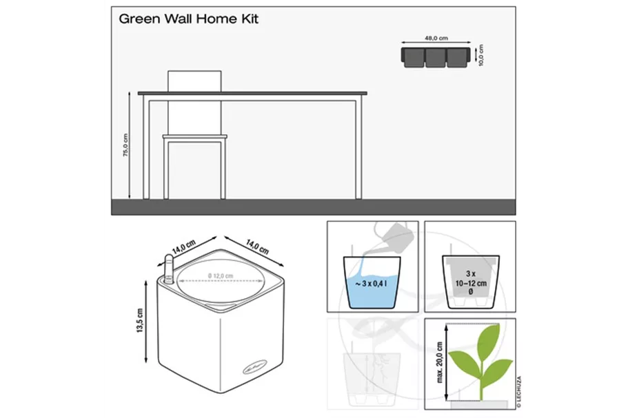 LECHUZA Green Wall Home Kit Glossy weiß highgloss