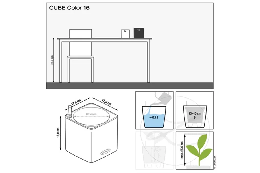 LECHUZA CUBE Color 16 weiß