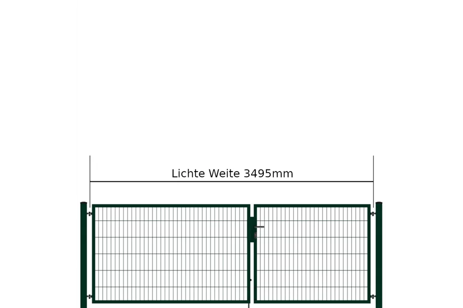 Drehflügeltor SOLID Versa 2 flg. RAL6005 Moosgrün Torbreite 3,50m Asymmetrisch (verschiedene Höhen) 0,83m