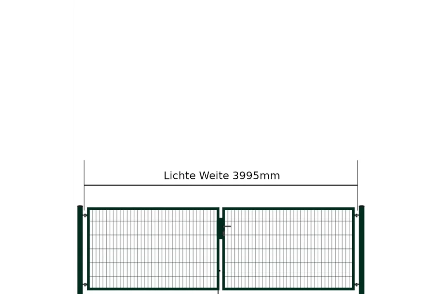 Drehflügeltor SOLID Versa 2 flg. RAL6005 Moosgrün Torbreite 4,00m Symmetrisch (verschiedene Höhen) 0,83m