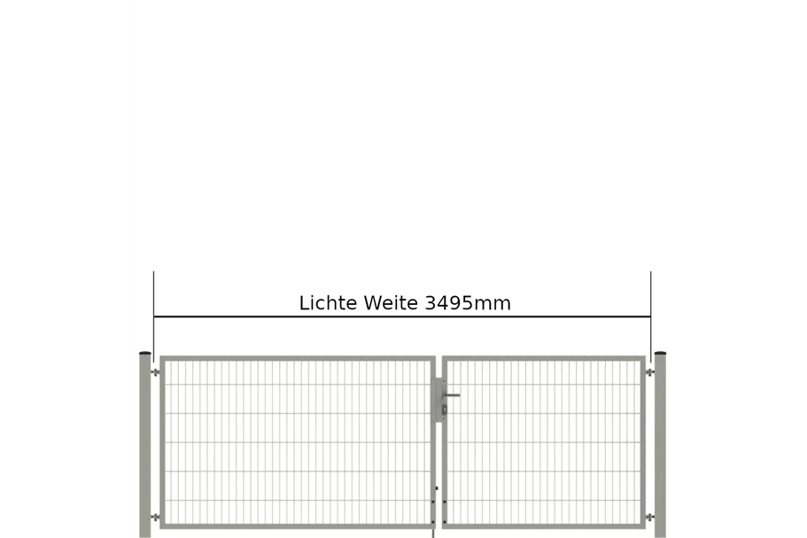 Drehflügeltor SOLID Versa 2 flg. Zink Silbergrau Torbreite 3,50m Asymmetrisch (verschiedene Höhen) 0,83m