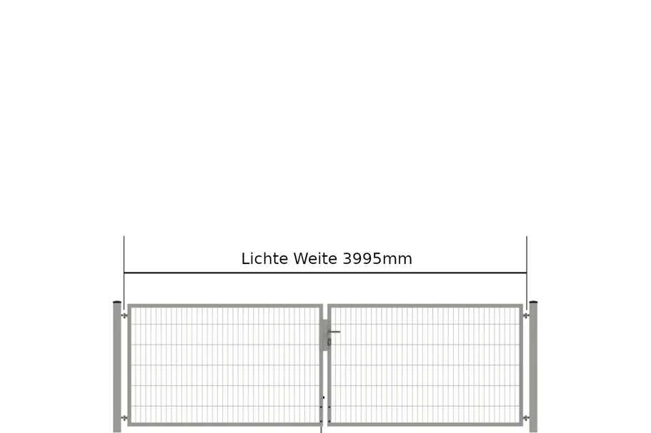 Drehflügeltor SOLID Versa 2 flg. Zink Silbergrau Torbreite 4,00m Symmetrisch (verschiedene Höhen) 0,83m