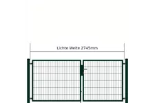 Drehflügeltor SOLID Versa 2 flg. RAL6005 Moosgrün Torbreite 2,75m Asymmetrisch (verschiedene Höhen) 0,83m