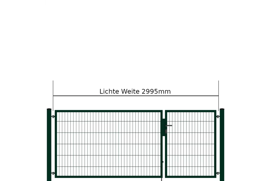 Drehflügeltor SOLID Versa 2 flg. RAL6005 Moosgrün Torbreite 3,00m Asymmetrisch (verschiedene Höhen) 0,83m