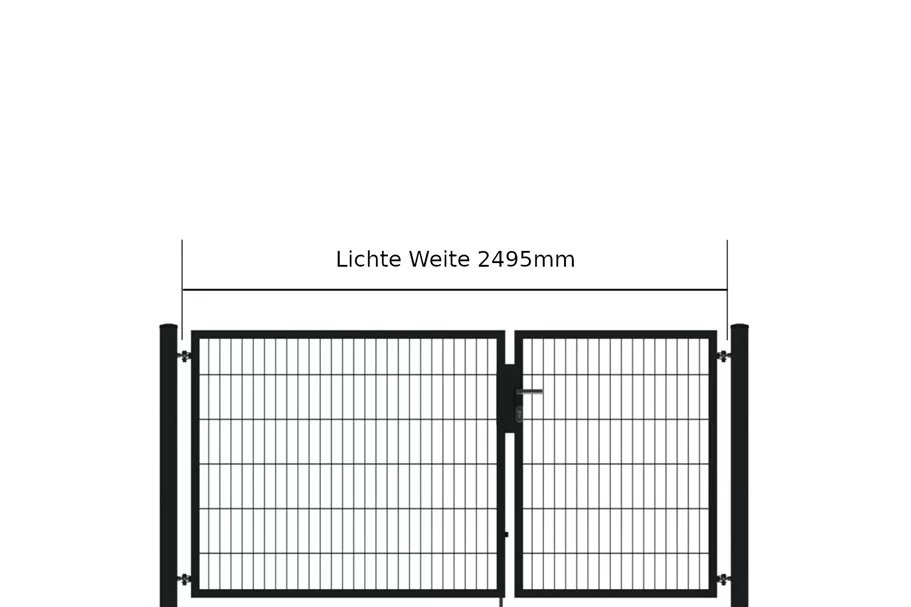 Drehflügeltor SOLID Versa 2 flg. RAL7016 Anthrazit Torbreite 2,50m Asymmetrisch (verschiedene Höhen) 0,83m