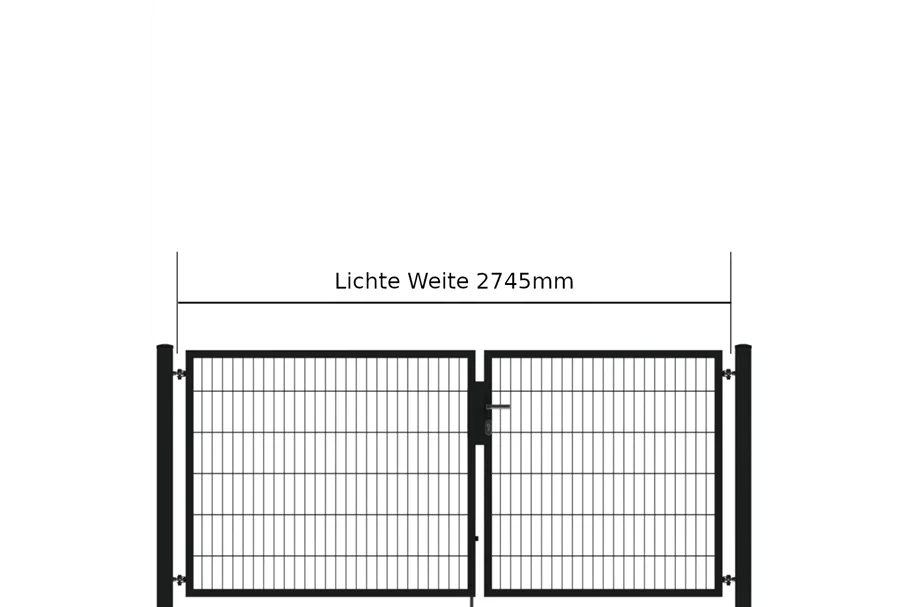 Drehflügeltor SOLID Versa 2 flg. RAL7016 Anthrazit Torbreite 2,75m Asymmetrisch (verschiedene Höhen) 0,83m