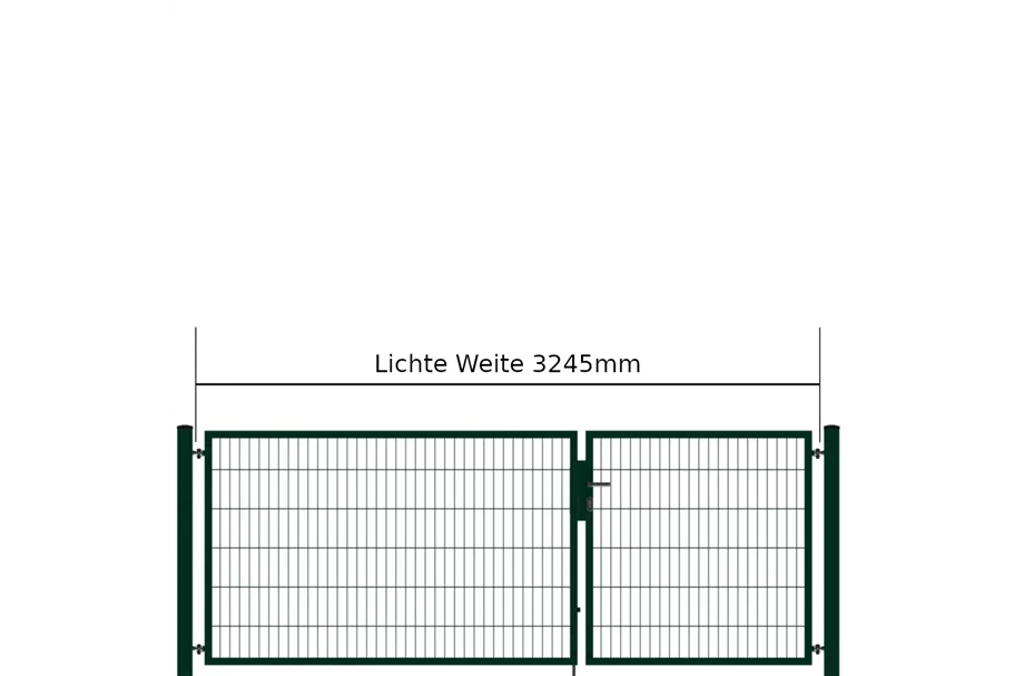 Drehflügeltor SOLID Versa 2 flg. RAL6005 Moosgrün Torbreite 3,25m Asymmetrisch (verschiedene Höhen) 0,83m