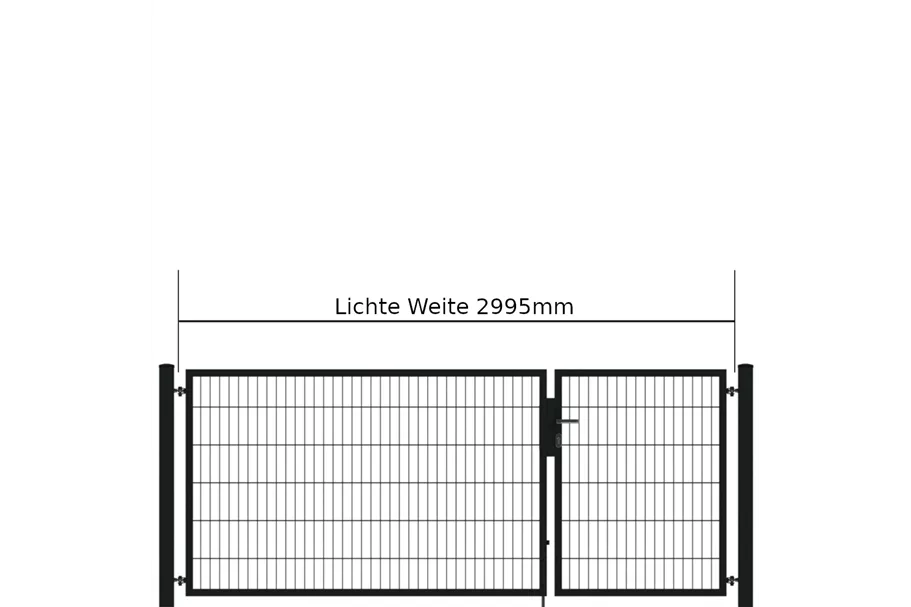 Drehflügeltor SOLID Versa 2 flg. RAL7016 Anthrazit Torbreite 3,00m Asymmetrisch (verschiedene Höhen) 0,83m