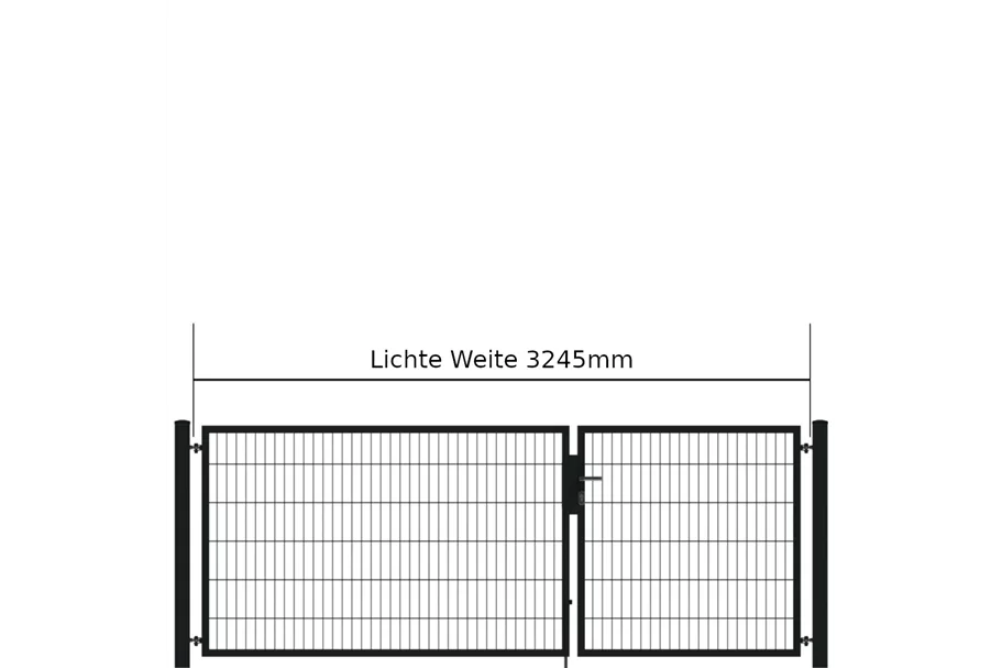 Drehflügeltor SOLID Versa 2 flg. RAL7016 Anthrazit Torbreite 3,25m Asymmetrisch (verschiedene Höhen) 0,83m