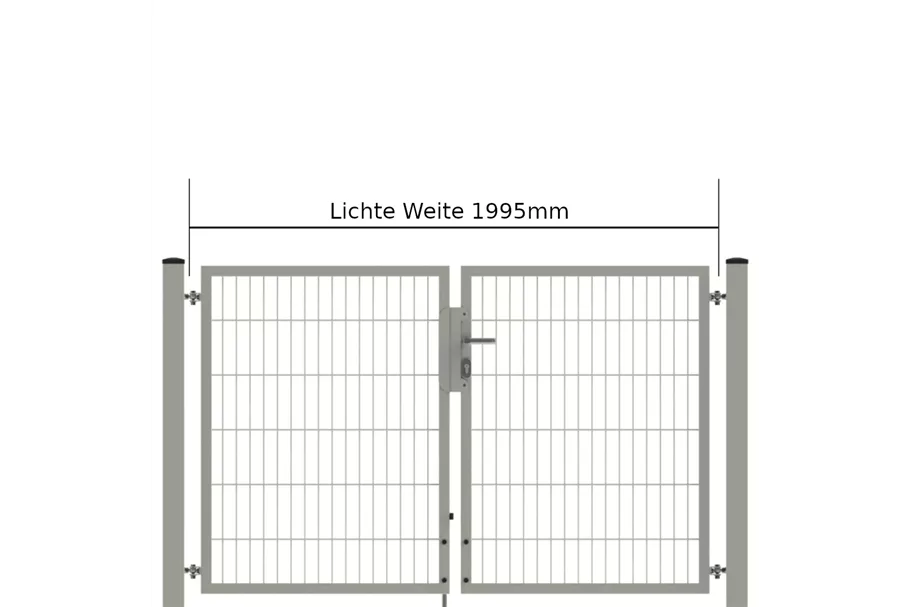 Drehflügeltor SOLID Versa 2 flg. Zink Silbergrau Torbreite 2,00m Symmetrisch (verschiedene Höhen) 0,83m