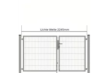 Drehflügeltor SOLID Versa 2 flg. Zink Silbergrau Torbreite 2,25m Asymmetrisch (verschiedene Höhen) 0,83m