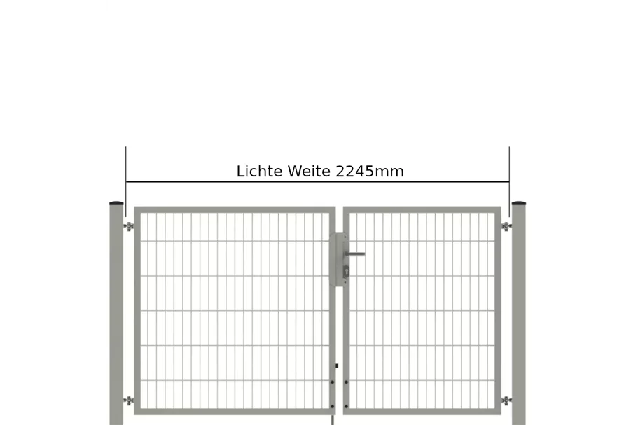 Drehflügeltor SOLID Versa 2 flg. Zink Silbergrau Torbreite 2,25m Asymmetrisch (verschiedene Höhen) 0,83m