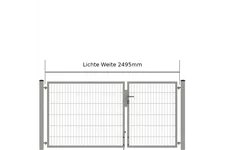 Drehflügeltor SOLID Versa 2 flg. Zink Silbergrau Torbreite 2,50m Asymmetrisch (verschiedene Höhen) 0,83m