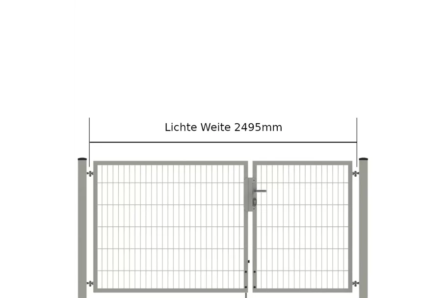 Drehflügeltor SOLID Versa 2 flg. Zink Silbergrau Torbreite 2,50m Asymmetrisch (verschiedene Höhen) 0,83m