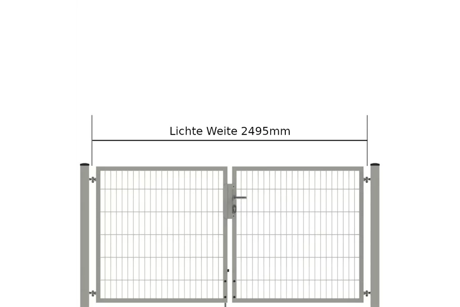 Drehflügeltor SOLID Versa 2 flg. Zink Silbergrau Torbreite 2,50m Symmetrisch (verschiedene Höhen) 0,83m