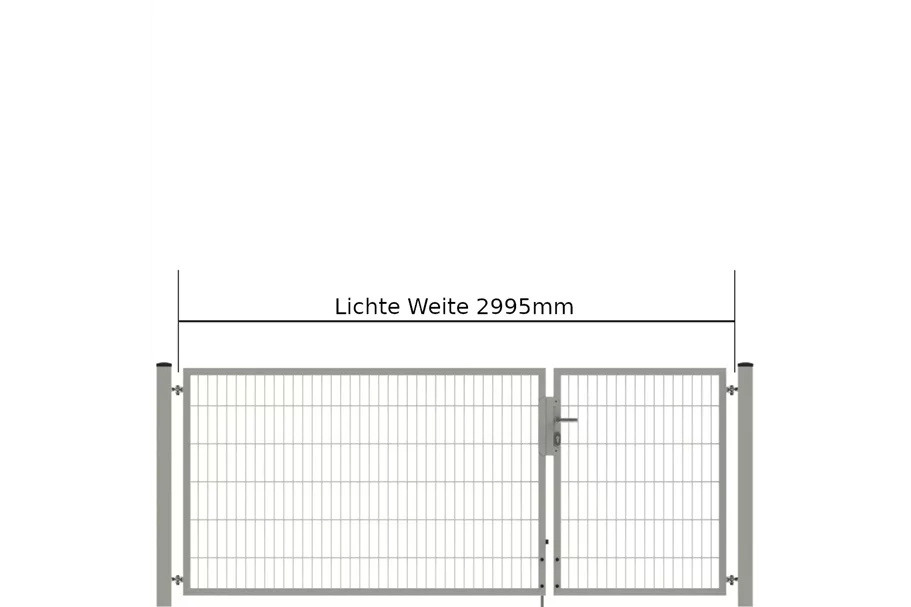 Drehflügeltor SOLID Versa 2 flg. Zink Silbergrau Torbreite 3,00m Asymmetrisch (verschiedene Höhen) 0,83m