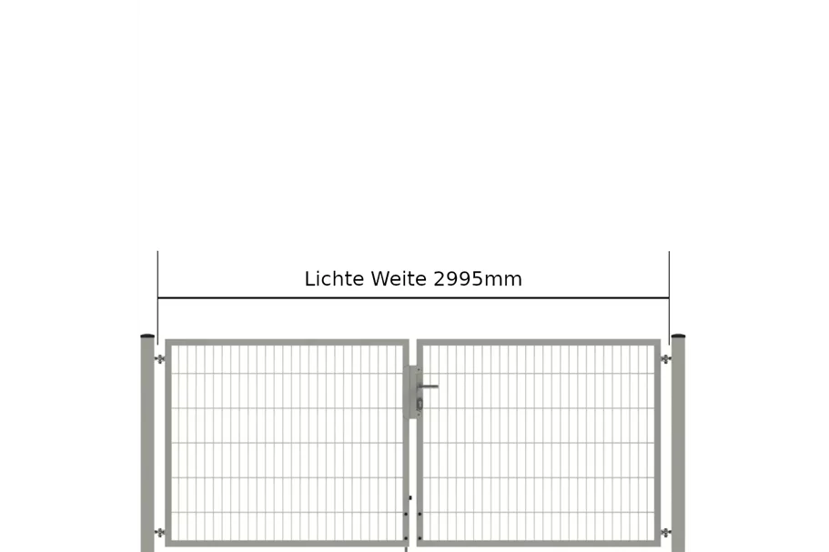 Drehflügeltor SOLID Versa 2 flg. Zink Silbergrau Torbreite 3,00m Symmetrisch (verschiedene Höhen) 0,83m