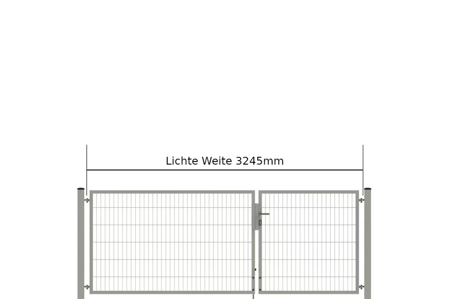 Drehflügeltor SOLID Versa 2 flg. Zink Silbergrau Torbreite 3,25m Asymmetrisch (verschiedene Höhen) 0,83m