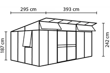 Aphrodite 11500 - 11,5 m² Pultdach-Gewächshaus Aphrodite 11500 Kombi ESG/HKP 3/10mm, ALU 