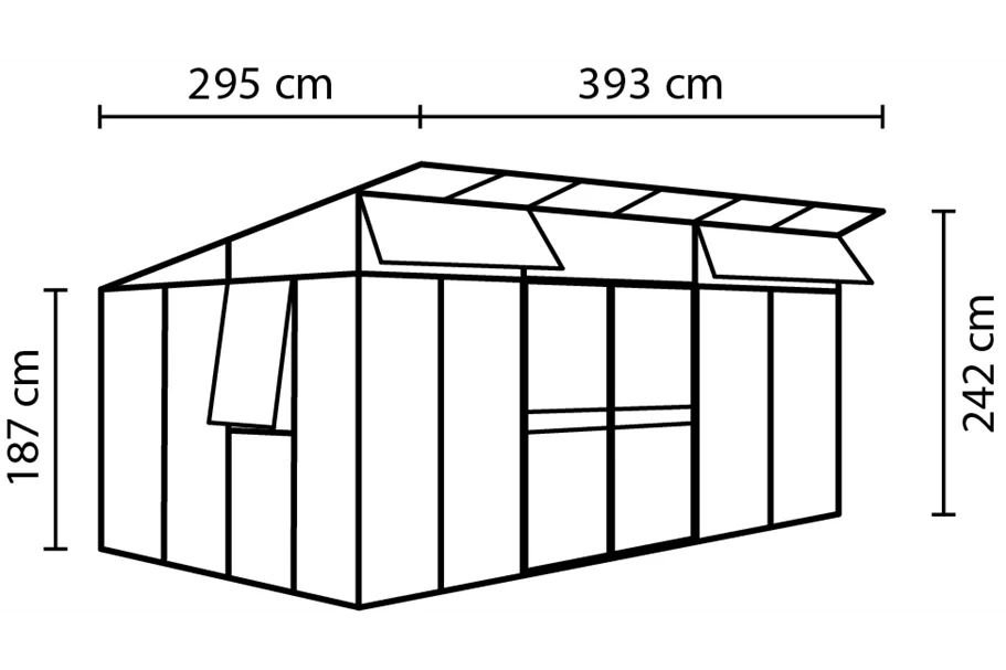 Aphrodite 11500 - 11,5 m² Pultdach-Gewächshaus Aphrodite 11500 Kombi ESG/HKP 3/10mm, ALU 