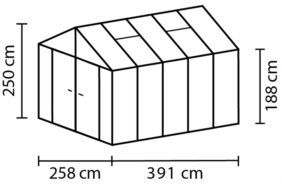 Zeus Comfort 10000 - 10 m² Gewächshaus Zeus Comfort 10000 Kombi ESG/HKP 3/10 mm, ALU