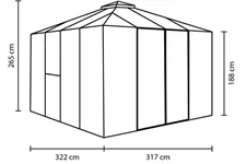 Gewächshaus-Pavillon "Fortuna" 10,2 m² Fortuna ESG/HKP 3/10 mm, ALU