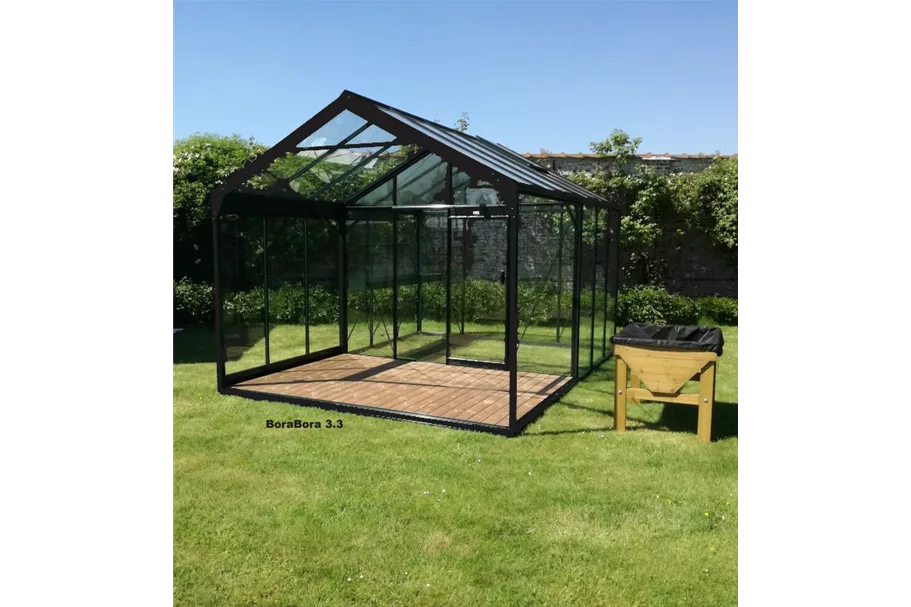 Glashaus - BORABORA - mit Terrassenüberdachung BoraBora 3.3 XH BLACK 13,6 m²