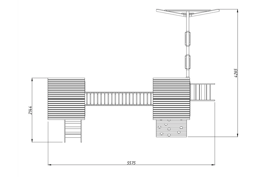 2 Spieltürme mit Brücke, Kletterwand, Schaukel und Rutsche 2 Spieltürme, Brücke, Kletterwand, Schaukel, Rutsche