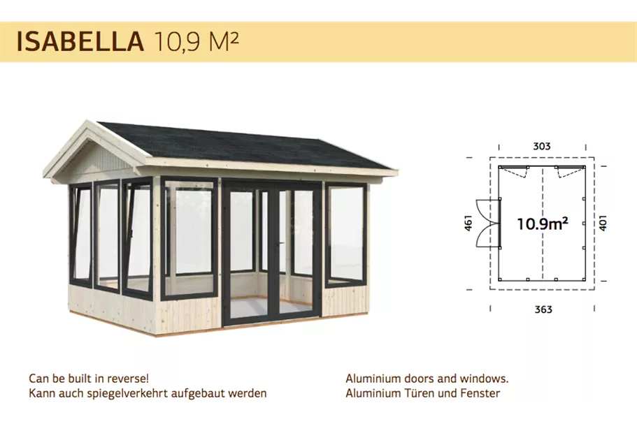 Holz-Glashaus ISABELLA Isabella Bausatz 10,9 qm