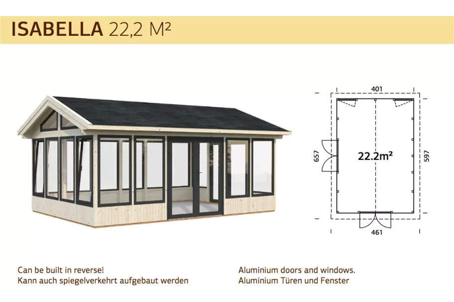 Holz-Glashaus ISABELLA Isabella Bausatz 10,9 qm