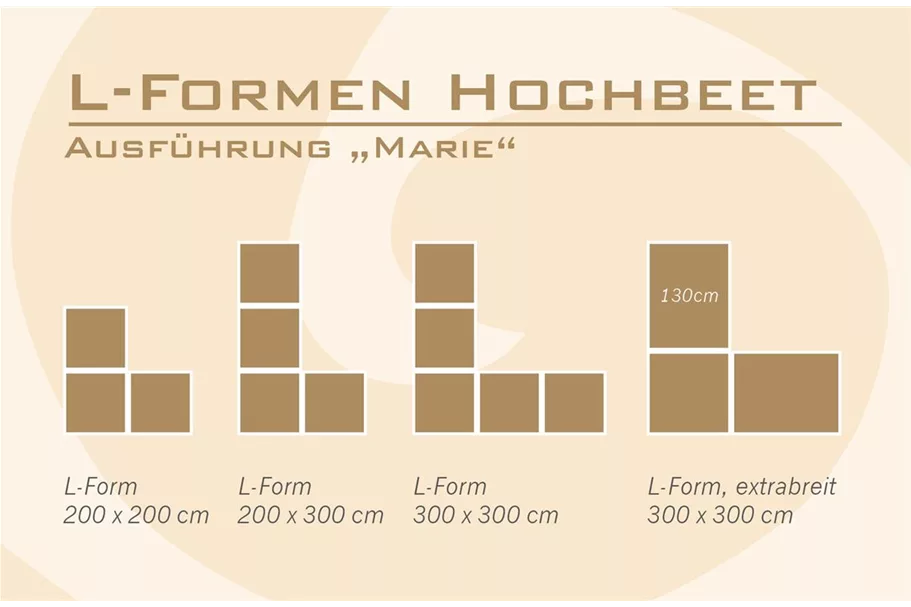 Hochbeet "Marie" L-Form 100xL200x200 cm