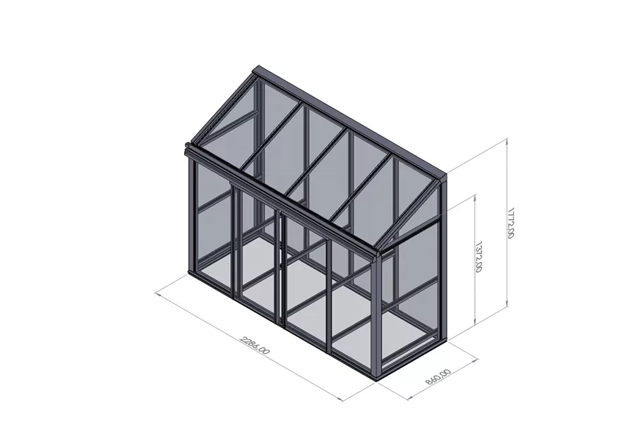 Mini Gewächshaus XS* Länge 1,20 m, 2 Scheiben, 0,74 m²