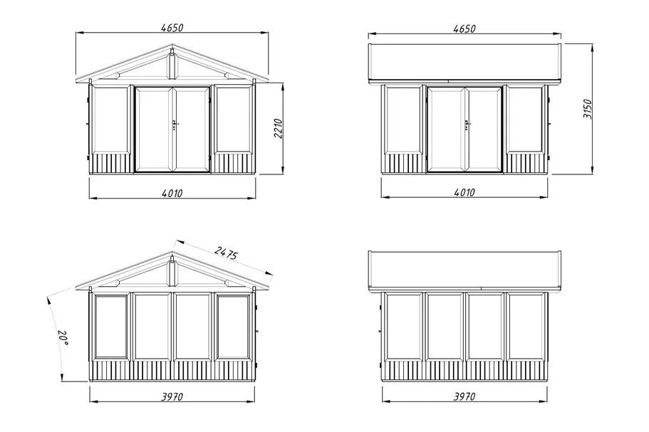 Holz-Glashaus ISABELLA 14,7 m² Isabella Bausatz 14,7 m² Naturbelassen